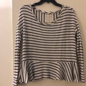Free People Peplum Striped Blouse